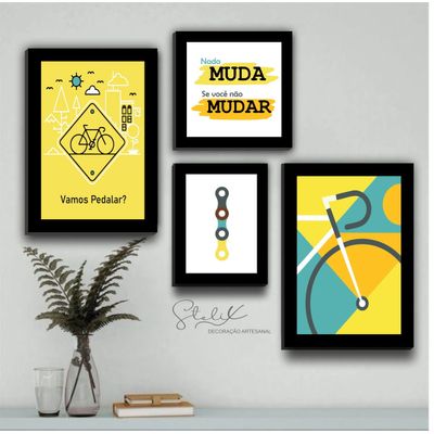 Quadros Placas mdf 6mm ciclista bicicleta 4 un 29x20  20x15