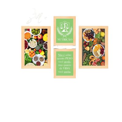 Quadros Placas mdf 6mm Nutrição cozinha 4 un 29x20  20x15