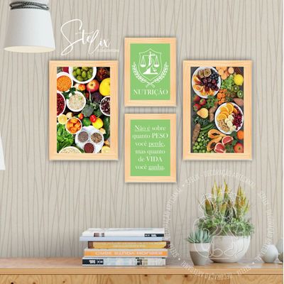Quadros Placas mdf 6mm Nutrição cozinha 4 un 29x20  20x15