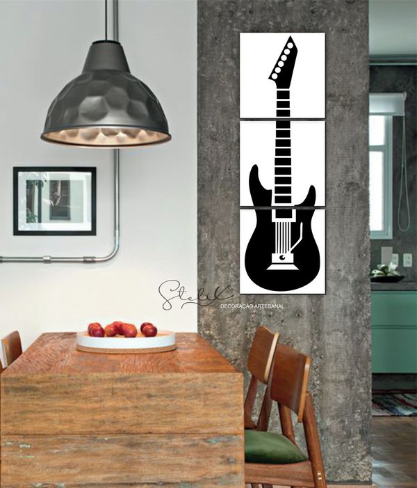 Quadros Placas mdf 6mm sala quarto guitarra 3 un 29x29