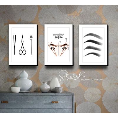 Quadros Placas mdf 6mm salão beleza  quarto sala 3 un 29x20