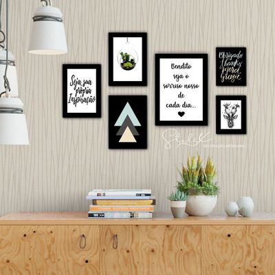 Quadros Placas mdf 6mm sala quarto frases 6 un 29x20  20x15