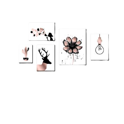 Quadros Placas mdf 6mm sala moderna flor quarto 5 un 29x20