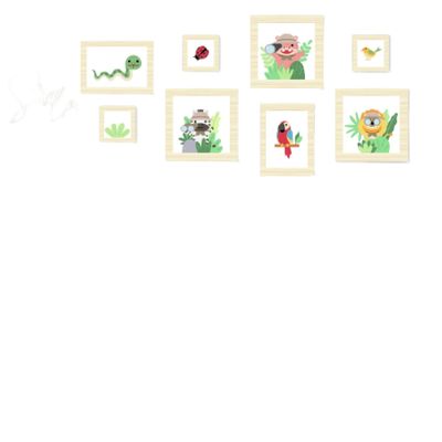 Quadros Placas mdf 6mm quarto safari infantil 8un 20x20