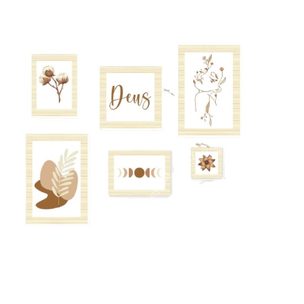 Quadros Placas mdf 6mm quarto sala Deus religioso 6un 29x20