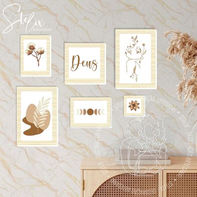 Quadros Placas mdf 6mm quarto sala Deus religioso 6un 29x20