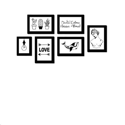 Quadros Placas mdf 6mm sala quarto frases 6un 29x20