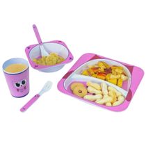 Kit Alimentação Bebê Turminha Animal 5 Peças Coruja - Unik