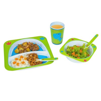 Kit Alimentação Bebê Turminha Animal 5 Peças Dino - Unik