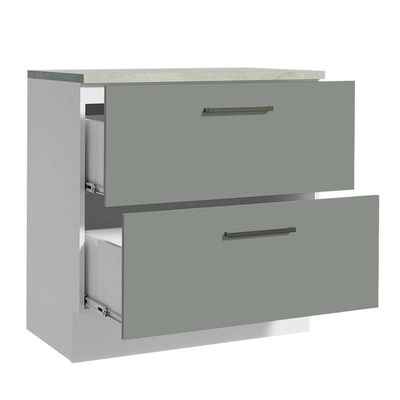Balcão 80Cm 2GVT Branco/Cinza Agata Madesa Branco/Cinza