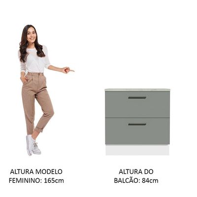 Balcão 80Cm 2GVT Branco/Cinza Agata Madesa Branco/Cinza