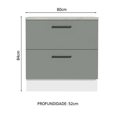 Balcão 80Cm 2GVT Branco/Cinza Agata Madesa Branco/Cinza