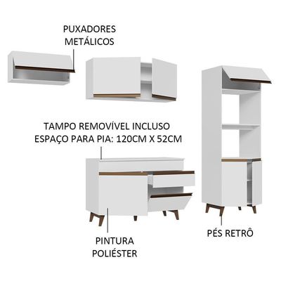 Cozinha Completa Madesa Reims C/Armário E Balcão - Branco