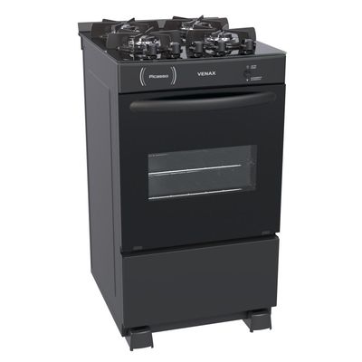FOGAO A GAS PICASSO VITREO 4 Q PRETO FOSCO GAS GLP