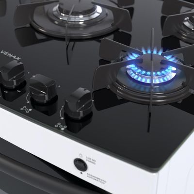 FOGAO A GAS PICASSO VITREO 5 Q BRANCO GAS GLP