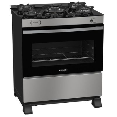 FOGAO A GAS PICASSO VITREO 5 Q INOX GAS GLP