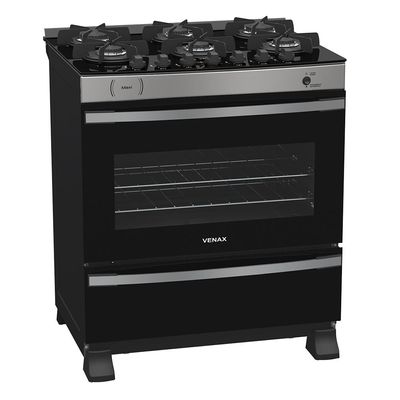 FOGAO A GAS MAXI VITREO 6 Q INOX GAS GLP