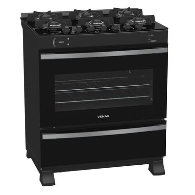 FOGAO A GAS MAXI VITREO 6 Q PRETO FOSCO GAS GLP