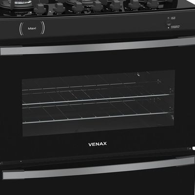 FOGAO A GAS MAXI VITREO 6 Q PRETO FOSCO GAS GLP