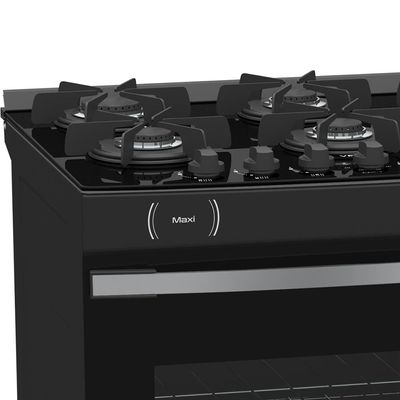 FOGAO A GAS MAXI VITREO 6 Q PRETO FOSCO GAS GLP
