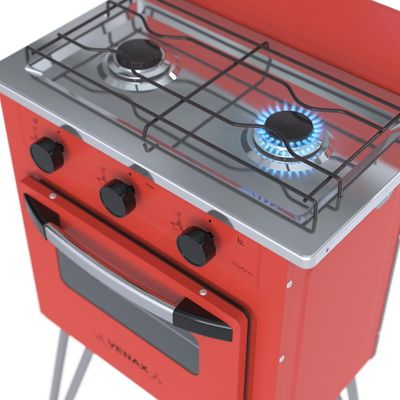 FOGAO A GAS GEMINI 2 Q VETRO VERMELHO GAS GLP