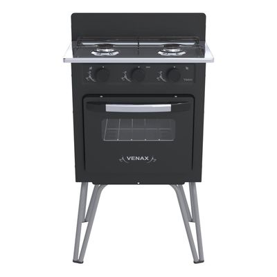 FOGAO A GAS GEMINI 2 Q VETRO PRETO FOSCO GAS GLP