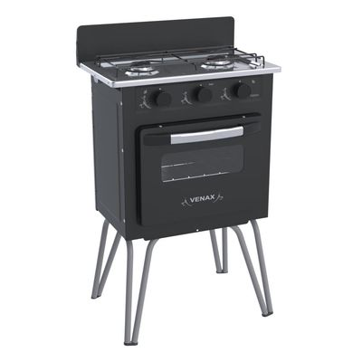 FOGAO A GAS GEMINI 2 Q VETRO PRETO FOSCO GAS GLP