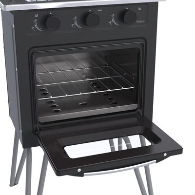 FOGAO A GAS GEMINI 2 Q VETRO PRETO FOSCO GAS GLP