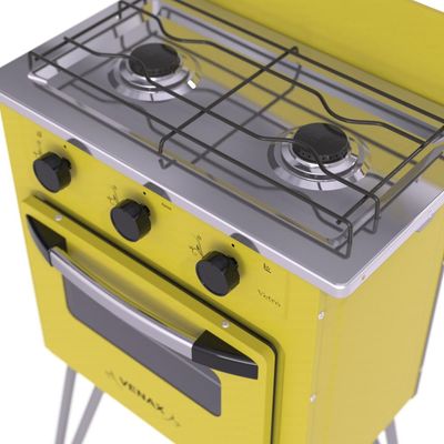 FOGAO A GAS GEMINI 2 Q VETRO AMARELO GAS GLP