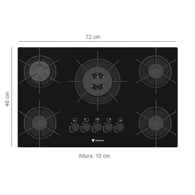 COOKTOP ARENA 5 Q PRETO PRETO GAS GLP