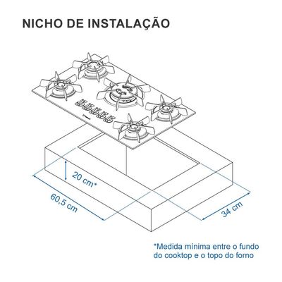 COOKTOP ARENA 5 Q PRETO PRETO GAS GLP