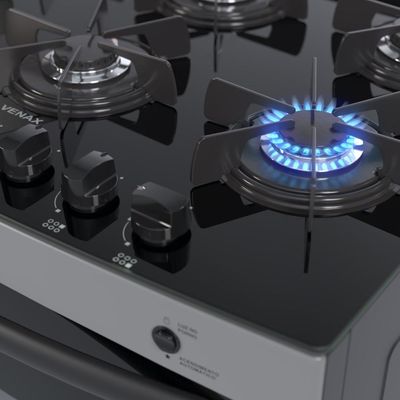 FOGAO A GAS PICASSO VITREO 6 Q GRAFITE GAS GLP