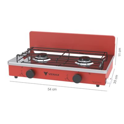 FOGAO A GAS FLAMALAR 2 Q VETRO VERMELHO GAS GLP
