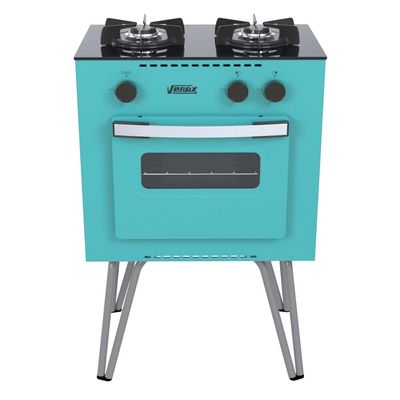FOGAO A GAS MINI COOK 2 Q VERDE GAS GLP.