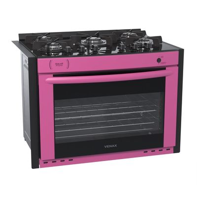 FOGAO A GAS DE EMBUTIR GAUDI PRISMA VITREO BL 5Q PINK GAS GLP