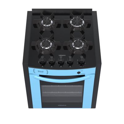 FOGAO A GAS DE EMBUTIR GAUDI PRISMA VITREO BL 4Q AZUL GAS GLP