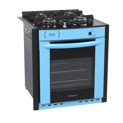 FOGAO A GAS DE EMBUTIR GAUDI PRISMA VITREO BL 4Q AZUL GAS GLP