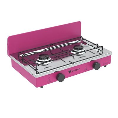 FOGAO A GAS FLAMALAR 2 Q VETRO PINK GAS GLP