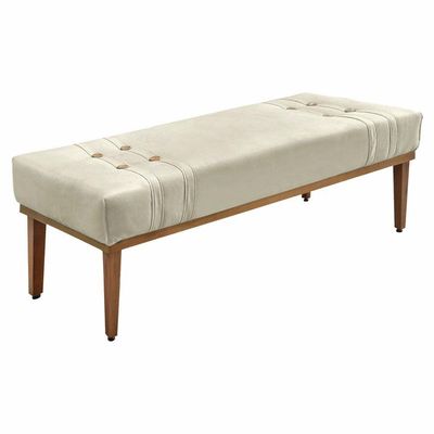 Kit Cabeceira E Calçadeira Recamier King 1,95M - Bege