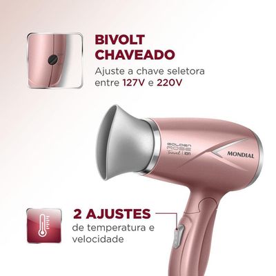 Secador De Cabelos Travel Golden Rose Mondial Bivolt Bivolt