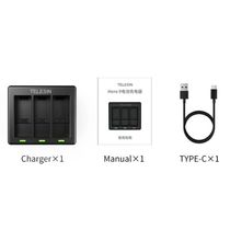 Carregador Triplo Telesin Para Câmera Gopro 9, 10 E 11 Black