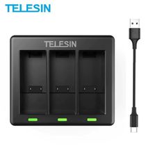Carregador Triplo Telesin Para Câmera Gopro 9, 10 E 11 Black