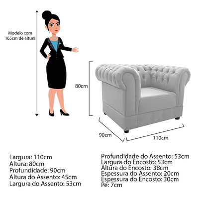 Poltrona Decorativa Chesterfield Ana Corano Branco Adj Decor