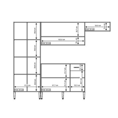 Cozinha Compacta Arizona Glam Carvalho Com Branco Carraro