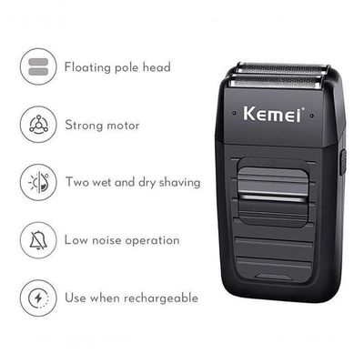 Barbeador Elétrico Sem Fio Kemei 2 Lâminas Km-1102 Premium Bivolt