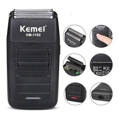 Barbeador Elétrico Shaver Sem Fio Kemei 2 Lâminas Km-1102 Bivolt