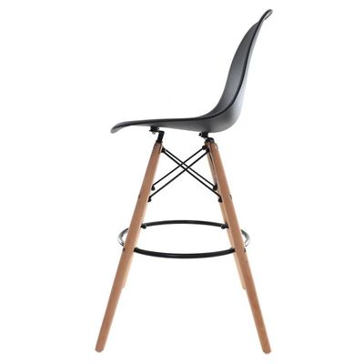 3 Banquetas Com Encosto Alto Base Madeira Wood Preto