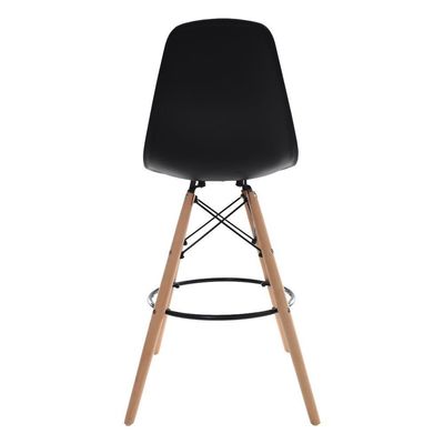 4 Banquetas Com Encosto Alto Base Madeira Wood Preto