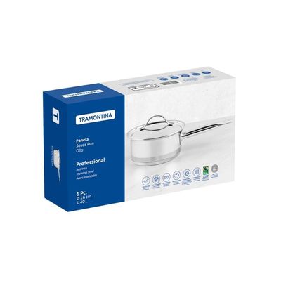 Panela Tramontina Professional Em Inox Tampa Plana Detalhe S