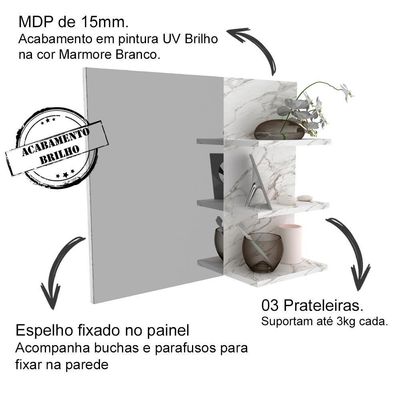 Espelheira Para Banheiro Bn3608 Marmore Branco